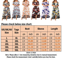 Lumento Plus Size Women Dress Sexy Cold Shoulder Floral Print Long Dress Party Beach Dress