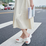 Ferndule Women's Wedge Platform Sandals Summer Slip On Beach Shoes