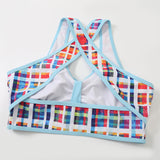 Women Sexy Swimwear V Neck Sleeveless Skirt Set Bow Tie Casual Bathing Suit High Waist Backless Swimdress Ruffle Hem Holiday Summer