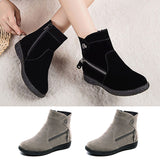 Suede Winter Boots for Women Warm Ankle Booties Anti-Slip Side Zipper Outdoor Shoes