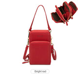 Women Small Cell Phone Case Handbag PU Leather Crossbody Shoulder Bag Wrist Strap Purse Pouch Messenger Bags with Card Slots