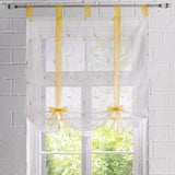 1pc Slot Top Rod Pocket Embroidery Floral Short Window Curtain Tie Up Voile Window Drape Sheer Cafe Tier Tulle Kitchen Scarf Bathroom Valance