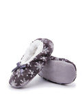 Women Snowflake Print Slip On Flat Cotton Slippers Sock Shoes Soft Round Toe Comfy House Shoes with Grips Sole