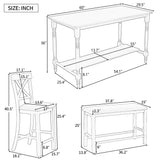 Goory Durable Counter Height 6-Piece Gray Dining Room Wooden Table Set Elegant Simple Restaurant