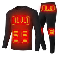Ploreser Heated Underwear Shirt with Pants Washable USB Charging Electric Thermal Heating Insulated Clothes with 3 Level Temperature Setting Cold-Proof Underwear Men/Women Outdoor Winter Heating