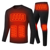 Ploreser Heated Underwear Shirt with Pants Washable USB Charging Electric Thermal Heating Insulated Clothes with 3 Level Temperature Setting Cold-Proof Underwear Men/Women Outdoor Winter Heating