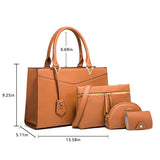 4Pcs Fashion Women Leather Tote Handbag Shoulder Bags Top Handle Satchel Business Bag Purse Pouch for Mom Girls Gift