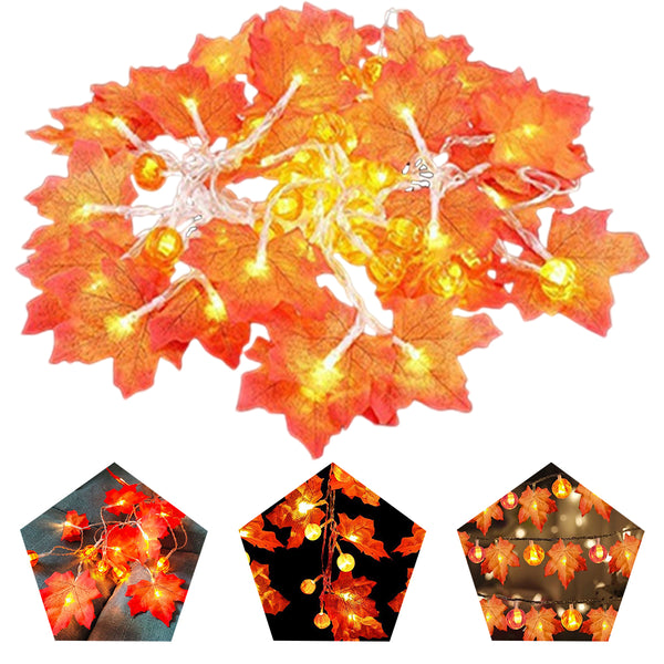Halloween Decor Pumpkin LED String Light Fall Maple Leaf Fairy String Light Garden Twinkle Lights for Thanksgiving Christmas Birthday Gift