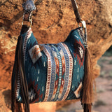 Women Vintage Tassel Canvas Shoulder Bag Oversized Beach Bag Tote Handbag Purse