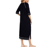 Lumento Women Pajamas Zipper Front Nightgown Full Length Lounge Dress with Pockets