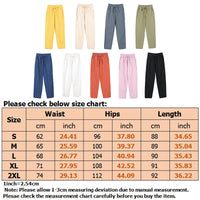 Ladies Cotton Elastic Waisted Pants Women Tapered Trousers Pockets Summer Solid Color Casual Bottom