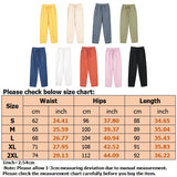 Ladies Cotton Elastic Waisted Pants Women Tapered Trousers Pockets Summer Solid Color Casual Bottom