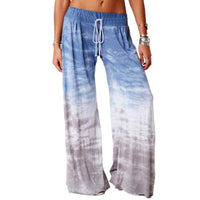 Women Casual Loose Gradient Printed Wide Leg Trouser Yoga Sport Pants Drawstring