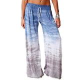 Women Casual Loose Gradient Printed Wide Leg Trouser Yoga Sport Pants Drawstring