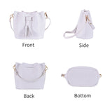 Womens Mini Bucket Bag Leather Drawstring Purse Tassel Crossbody Shoulder Bag