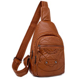 Fashion Daypack Sling Bag Women Casual Chest Backpack Vegan Leather Travel Hiking Shoulder Pack