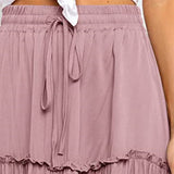 Women Plearws Long Maxi Skirts Tiered Ruffle Swing Skirts Summer Beach Boho Skrit