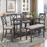 Gplesas Smooth Dining Table Set Kitchen Elegant 6-Piece Simple Comfort Counter Height Room House