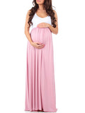 Pregnant Women Maternity Solid Maxi Dress Casual Sleeveless Vest Dress Sundress