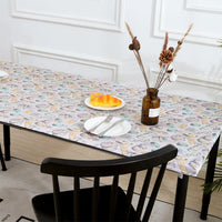 Elastic Fitted Rectangle Tablecloth Polyester Printed Table Cover Dust-Proof Washable Dining Tablecloth for Banquet, Wedding, Party