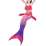 Kids Girls 3Pcs Mermaid Tail Swimming Bikini Set Swimwear Swimmable Costumes Kit