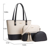 3Pcs/Set Women PU Leather Handbag Tote Crossbody Shoulder Bag Satchel Clutch Bag
