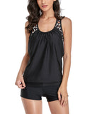 Women 2 Piece Tankini Swimming Suit with Boy Shorts Sleeveless Swimwear Beachwear Bathing Suit