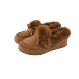 Women's Winter Bowknot Moccasin Slippers Casual Loafer Flats Platform Shoes