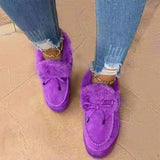 Women's Winter Bowknot Moccasin Slippers Casual Loafer Flats Platform Shoes