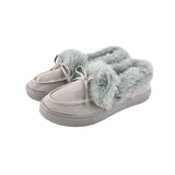 Women's Winter Bowknot Moccasin Slippers Casual Loafer Flats Platform Shoes
