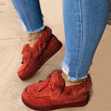 Women's Winter Bowknot Moccasin Slippers Casual Loafer Flats Platform Shoes