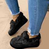 Women's Winter Bowknot Moccasin Slippers Casual Loafer Flats Platform Shoes