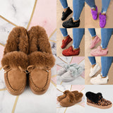 Women's Winter Bowknot Moccasin Slippers Casual Loafer Flats Platform Shoes