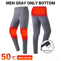 Ploreser Heated Underwear Shirt with Pants Washable USB Charging Electric Thermal Heating Insulated Clothes with 3 Level Temperature Setting Cold-Proof Underwear Men/Women Outdoor Winter Heating