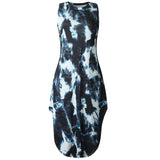 Lumento Tie Dye Print Tank Dress for Women Summer Casual Sleeveless Dress Boho Beach Long Dress