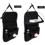 Car Backseat Organizer with Tablet Holder，9 Storage Pockets PU Leather Car Storage Organizer with Foldable Table Tray Car Seat Back Protectors Kick Mats Travel Accessories