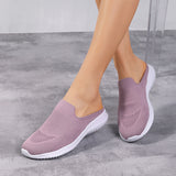 Women Flying Weaving Slippers Mules Slip On Round Toe Casual Athletic Shoes Flat