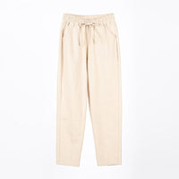 Ladies Cotton Elastic Waisted Pants Women Tapered Trousers Pockets Summer Solid Color Casual Bottom