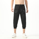 Men Drawstring Waist Jogger Casual Capri Pants Sport Fitness Pants