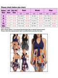 Plus Size Women Floral Swimdress Two Piece Swimwear Swimsuit Ladies Beachwear Mesh Swimming Costumes Bathing Suit Halterneck Push Up Padded Bra Backless Tummy Control S-XXL