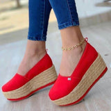 Womens Breathable Solid Color Slip On Round Toe Casual Daily Wear Platform Shoes