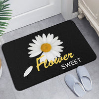 Daisy Printed Entrance Door Mat Floor Rug Flannel Anti-Slip Carpet Pad Washable