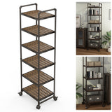 Gplesas 6-Shelf 6 Tier Unit Freestanding Garage Shelves Furniture Modern Storage Shelf Heavy Duty Industrial Shelving Wheels Kitchen Office