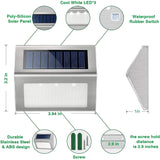 3 LED Solar Powered Stair Light Outdoor Garden Pathway Step Decking Wall Lamp