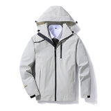 Men Solid Color Windproof Waterproof Jacket Outdoor Lapel Neck Windbreaker Coat