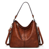 2 Pcs Tote Bags Shoulder Handbags & Purse Wallet for Women, Retro Oil Wax Leather Tote Satchel Bag Crossbody Bags