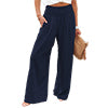 Womens Loose Fit Casual Pants Elastic Waist Yoga Summer Beach Pants with Pockets