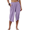 Women Yoga Capris Pants Button Straight Leg Loose Comfy Lounge Pants