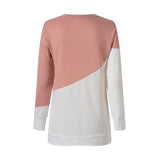 Women Casual Loose Solid Color Splicing Long Sleeve Sweater T-Shirt Pullover Top