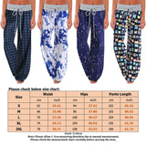 Women's Elastic Waist Pants Slacks Casual Baggy Loose Wide Leg Pajamas Trousers